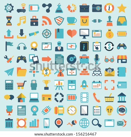 Set of 100 vector social media icons. Flat design - part 1 - vector icons