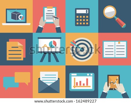 Vector concept of analysis and market research. Flat style design - vector illustration