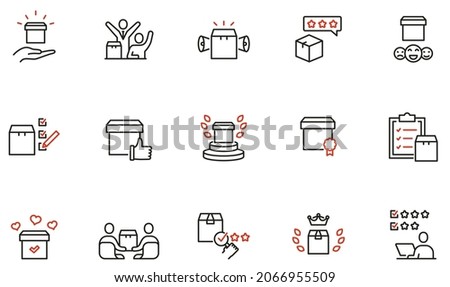 Vector set of linear icons related to Customer Review, Expert Opinion and User Report. Mono line pictograms and infographics design elements - part 2
