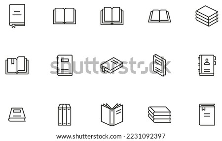 Vector Set of Linear Icons Related to Learning, Education and Books. Mono Line Collection Icons and Infographics Design Elements