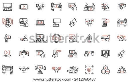 Vector Collection of Linear Icons Related to Video Content Editing, Online Streaming and Media Product. Mono Line Pictograms and Infographics Design Elements - pack 2