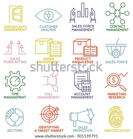 Vector Set of Linear Customer Relationship Management Icons - part 3 - vector icons