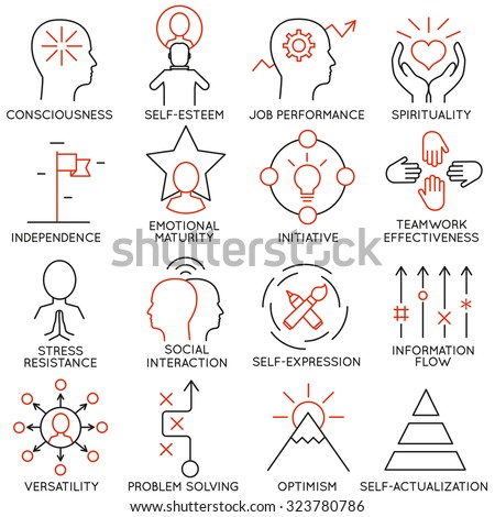 Vector set of 16 icons related to business management, strategy, career progress and business process. Mono line pictograms and infographics design elements - part 21