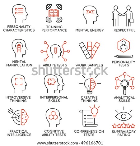 Vector set of 16 icons related to business management, strategy, career progress and business process. Mono line pictograms and infographics design elements - 53