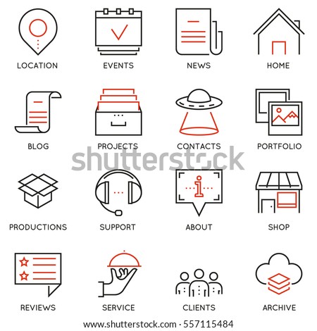 Vector set of 16 linear quality icons related to business management and processes. Basic mono line pictograms and infographics design elements for navigation 