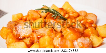 meat with potato and beans