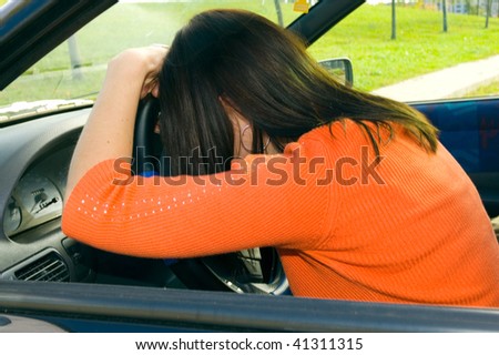 woman sleep in car