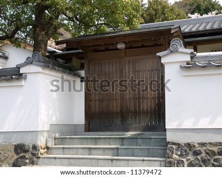 Traditional classic Japanese doorway in an old part of Japan