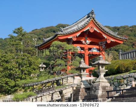 Bell shrine at the entrance of Kiyomizu Temple in Kyoto Japan