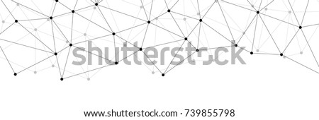 Neural networks conception for web-site header. Technology concept slide for business presentation from black points of connection lines on white background. IT-development conception