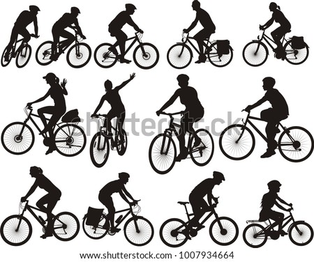 bike silhouettes - cyclists icon and symbols