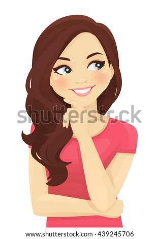 Cute thinking woman looking away isolated on white background