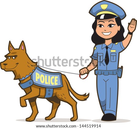 Police Dog and Asian Female Police Officer