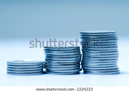 coin representing company growth in a blue tone