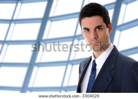 business man in an office environment with windows