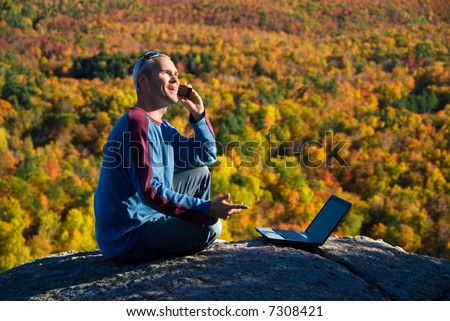 getting away from it all on the laptop in nature