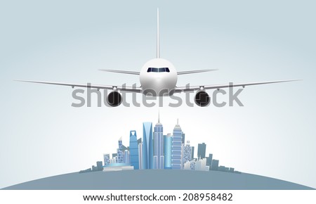 The plane flew over the city