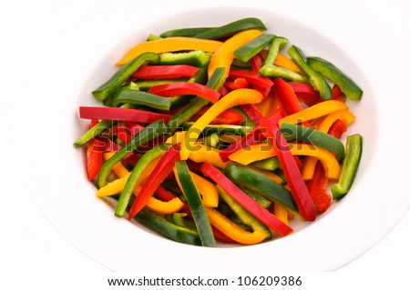 Sliced peppers isolated on white