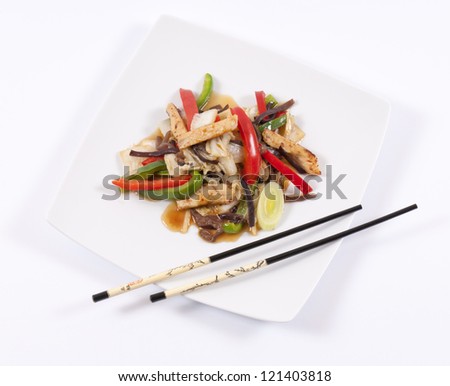Traditional chines food on white plate