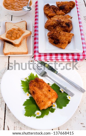 Fried catfish on the plate