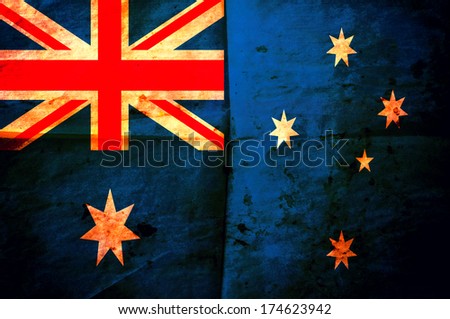 Old creased paper with Australian flag as the background