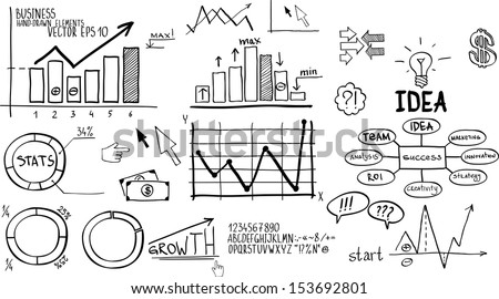 Business finance elements. Hand-drawn