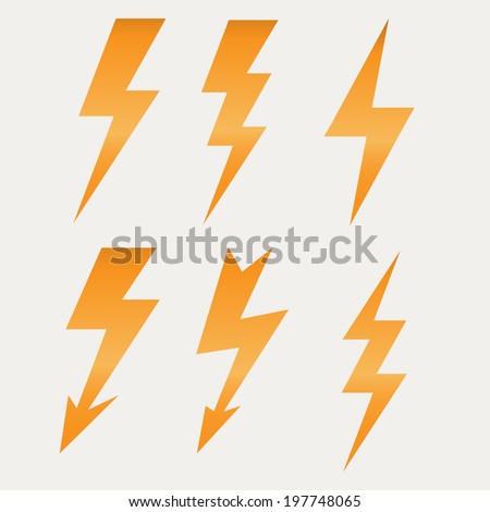 Lightning icon flat design long shadows vector illustration