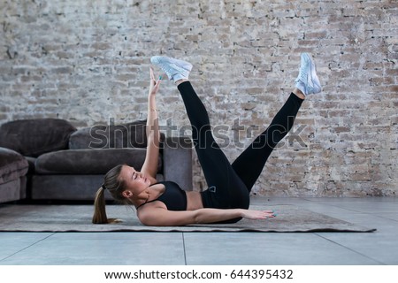 Similar – Image, Stock Photo Sportswoman lying on sports ground near basketball