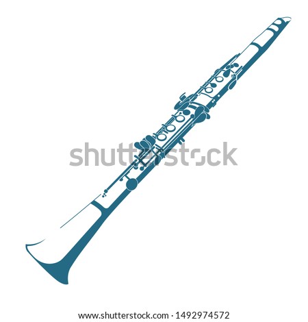 Vector drawn clarinet. Isolated on white background.