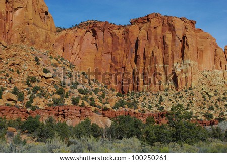 Red rock wall and formations on Burr Trail Road, Utah