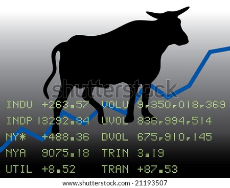 The bulls are stampeding the stock market. Vector also available.