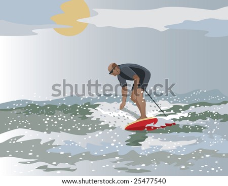 Illustration of a middle aged surfer dude.