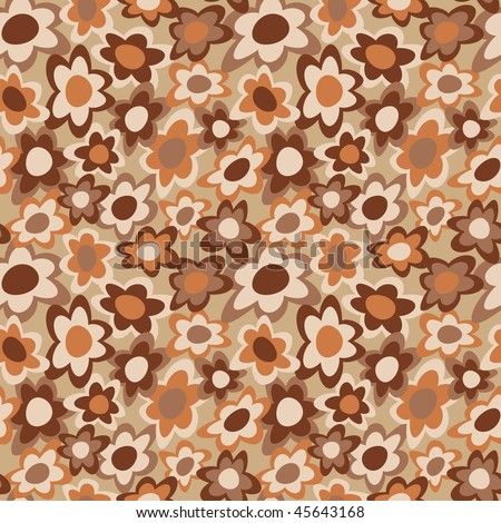 Retro funky flowers pattern in brown and orange. 12\