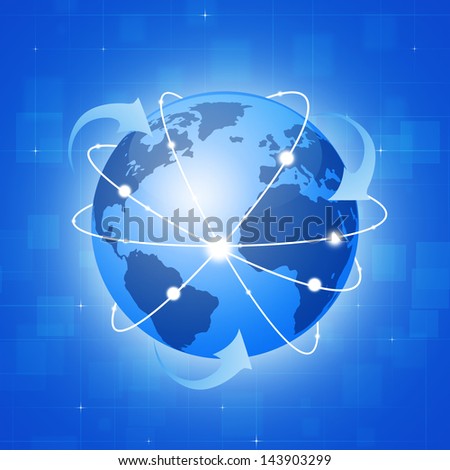 abstract technology world global wide business connection blue background
