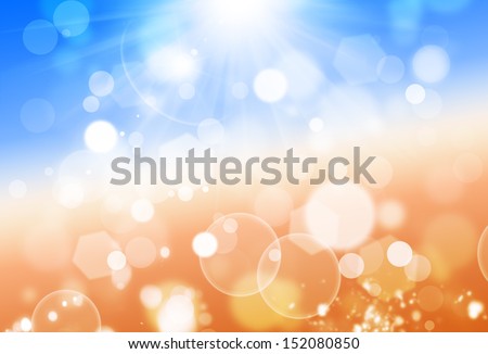 sunshine blue and yellow summer background with defocused lights
