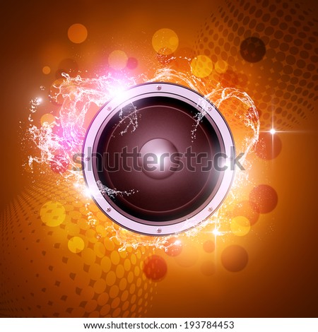 funky multicolor music sound speaker background with water splashes