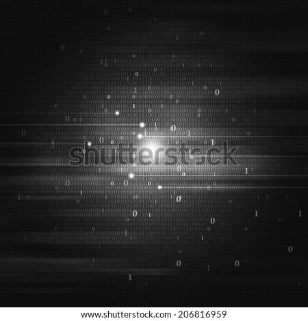 abstract digital binary code concept black and white background