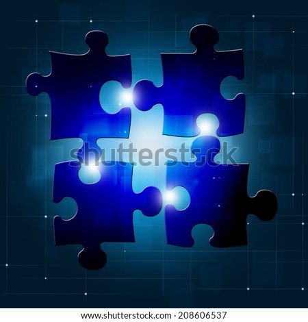 abstract puzzle connections concept blue business background