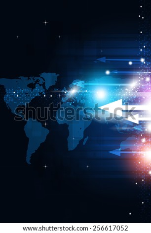 abstract world map business concept technology blue background