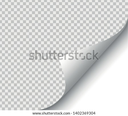 Page curl with shadow on blank sheet of paper for advertising and promotional message isolated on transparent background