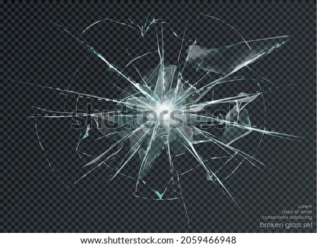hole broken glass on transparent background. Vector illustration