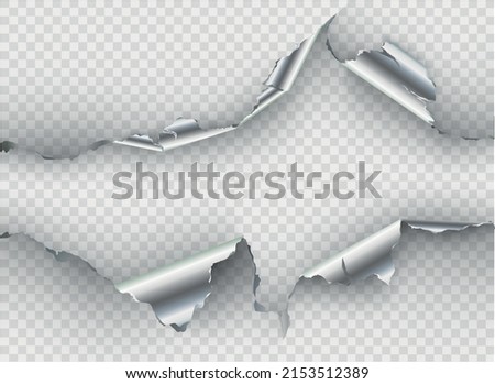 ragged Hole torn in ripped metal on transparent background Photo stock © 