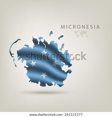 Flag of MICRONESIA as a country with  shadow