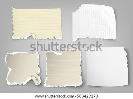 vector set of tear-off paper with ragged edges