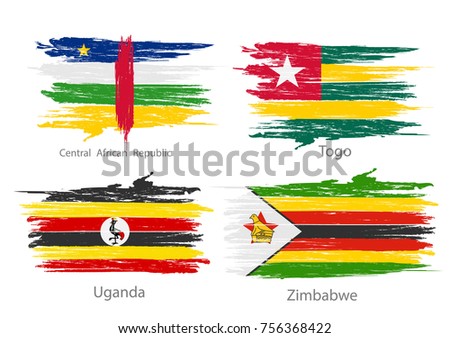 collection set of flags countries smears and paint stains
