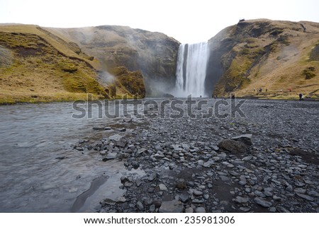 big waterfalls right by ring road in iceland