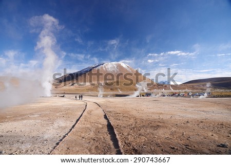 hot vapor plume from El Tatio geyser in northern chile