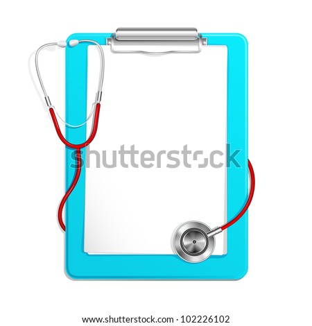 vector illustration of medical clipboard and stethoscope