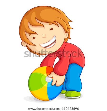 Vector Illustration Of Kid Playing With Beach Ball - 110423696 ...