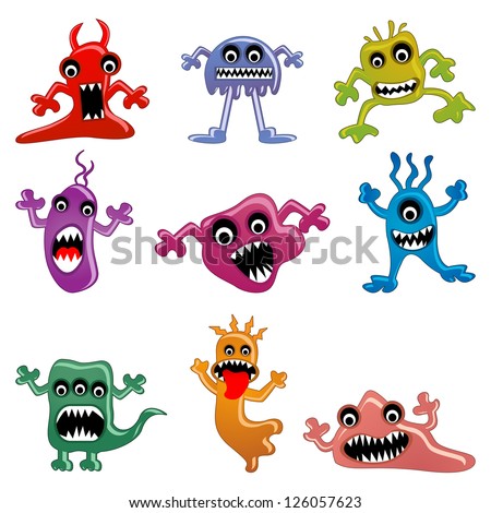 vector illustration of collection of cartoon alien and monster